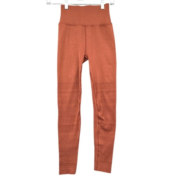 Fabletics SculptKnit High Waisted Leggings Women's Orange Textured Size XS - Picture 1 of 6